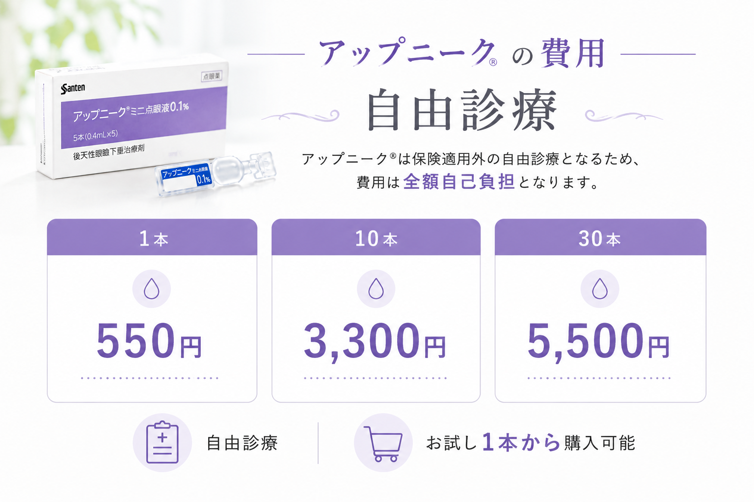 アップニークの費用：自由診療について